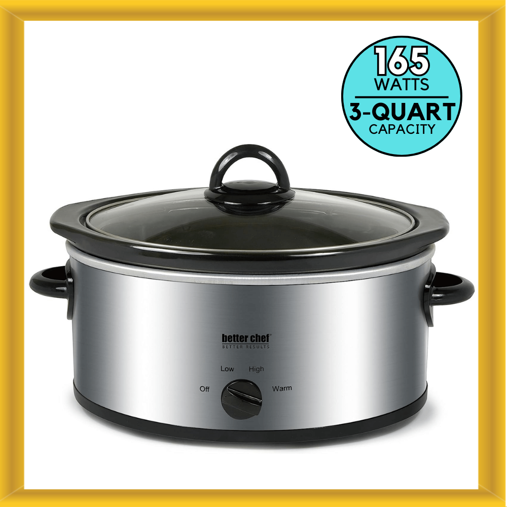 Better Chef 3 Quart Oval Slow Cooker w/ Removable Stoneware Crock in S
