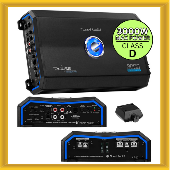 Planet Audio Pulse Series 3000 Watts Max Power Class D Monoblock Car Amplifier