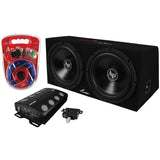 Audiopipe Car Package Dual 12" Subwoofer Enclosure + 2 Channel Amplifier + Amp Kit | APSB-1250CL