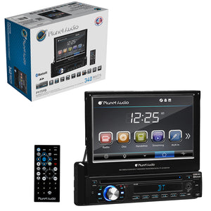 Planet Audio P9759B 1DIN 7" Motorized Touchscreen DVD Player Car Stereo w/ Bluetooth