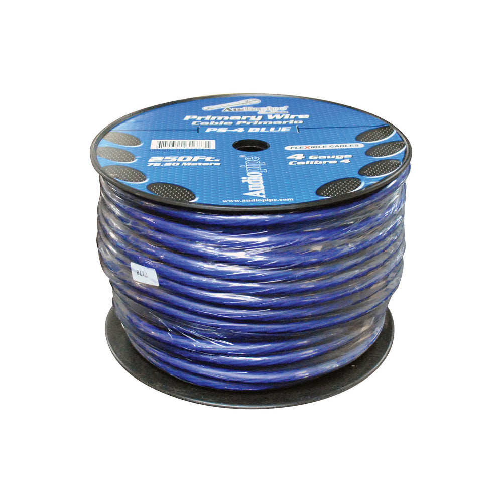 Audiopipe PS4 Primary Wire Power Cable 4 Gauge 250 Ft. Blue