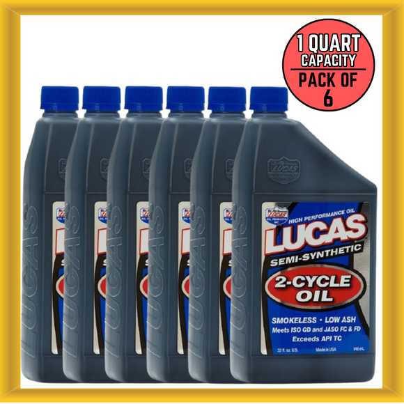Lucas Oil 10110 32 Ounce Semi-Synthetic 2-Cycle Oil Smokeless Low Ash Pack of 6