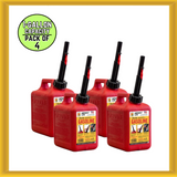 4 x Midwest Can 1210 1-Gallon Auto Shut Off Gasoline Can with Quick-Flow Spout