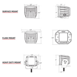 Rigid Industries D-Series Pro 3" x 3" LED Flood Beam Surface Mount Black (PAIR)
