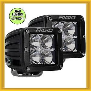 Rigid Industries D-Series Pro 3" x 3" LED Flood Beam Surface Mount Black (PAIR)