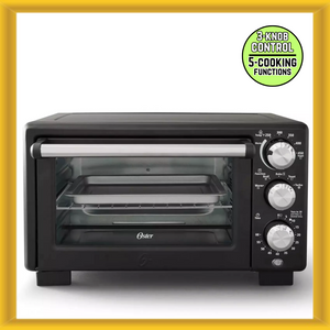 Oster 4-Slice Countertop Convection Toaster Oven with 5 Cooking Functions, Black