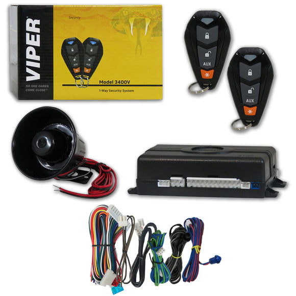 VIPER 3400V CAR ALARM SYSTEM WITH 2 REMOTES KEYLESS ENTRY & ZONE-2 IMPACT SENSOR