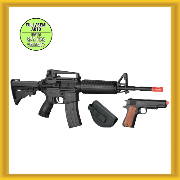 Game Face Defender Strike Airsoft Full/Semi-Auto Rifle and 1911 Pistol Kit (NEW)