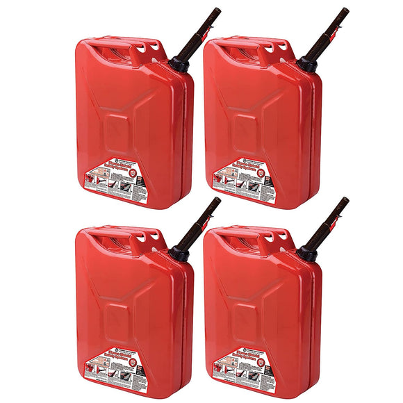 Midwest Can 5810 5 Gallon Metal Jerry Gasoline Can - 4 PACK