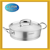 Korkmaz Proline Professional Series 5 Liter Saute Pan with Lid in Silver