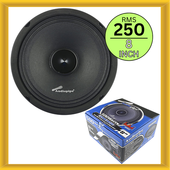 Audiopipe 8 Inch Low Mid Frequency Bullet Car Speaker 250W RMS 500W Max 8 OHM