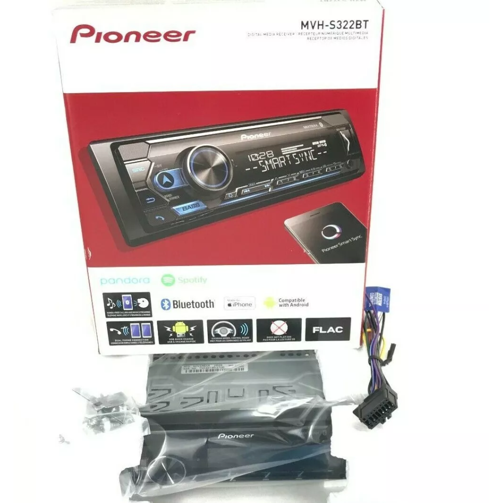 Pioneer MVHS322BT Detachable Face Mechless AM/FM Receiver 1 DIN with