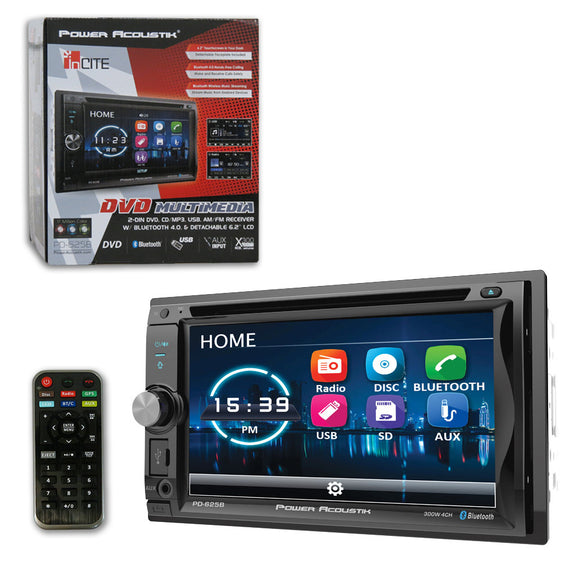 Power Acoustik PD-625B 2-DIN DVD CD/MP3 Car Stereo w/ Bluetooth & Detachable LCD