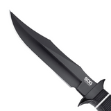 SOG Tech Bowie 6.4" Fixed Black Plain Blade Kraton Handle with Kydex Sheath NEW