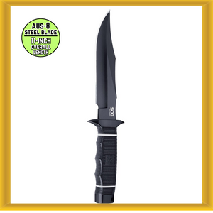 SOG Tech Bowie 6.4" Fixed Black Plain Blade Kraton Handle with Kydex Sheath NEW