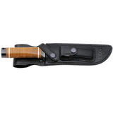 SOG Bowie 2.0 Knife 7.5" Black TiNi Blade Leather Handles with Leather Sheath