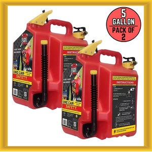 SureCan 5 Gal Gasoline Fuel Type II Safety Can Container w Flexible Spout 2 Pack