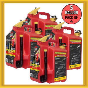 SureCan 5 Gal Gasoline Fuel Type II Safety Can Container w Flexible Spout 4 Pack