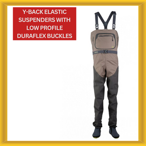 Hodgman Y-Back Elastic Suspender Stocking Foot Wader Size L Bronze Dark Charcoal