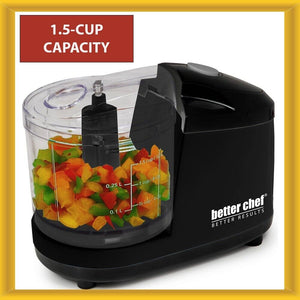 Better Chef 1.5-Cup Mini Food Processor Stainless-Steel Blade Pulse Switch Black