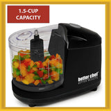 Better Chef 1.5-Cup Mini Food Processor Stainless-Steel Blade Pulse Switch Black