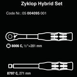 Wera 1/2” Drive Zyklop Hybrid Switch Ratchet with Handle Extension | 05004095001