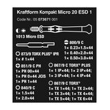 Wera 05073671001 Kraftform Kompakt Micro 20 ESD 1 | 20 Pc. Screwdriver & Bit Set