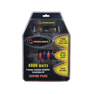 QPower 0 Gauge Super Flex Complete Amp Amplifier Installation Kit 4000 Watts