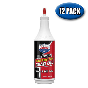 Lucas Oil 10121 Synthetic SAE 75W-140 Gear Oil, 1 quart - 12 PACK