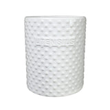 Ceramic Round Utensil Jar with Embossed UTENSILS Writing (Gloss White)