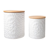 Ceramic Round Canister with Bamboo Lid Matte Finish (Set of Two)