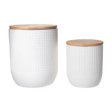 Ceramic Round Canister with Bamboo Lid Matte Finish (Set of Two)