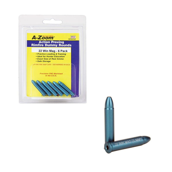 A-Zoom 12204 22 Win Mag Action Proving Training Dummy Rounds - 6 pack