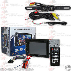 POWER ACOUSTIK 2-DIN 6.5" SCREEN DVD CD STEREO FREE BLACK LICENSE PLATE CAMERA