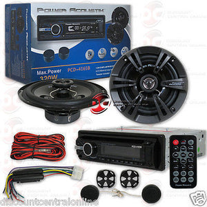 CAR PACKAGE DEAL SINGLE DIN STEREO CD BLUETOOTH W/ 6.5" 2-WAY COMPONENT SPEAKERS