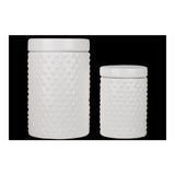 Ceramic Round Canister with Lid (Gloss White) - Set of Two
