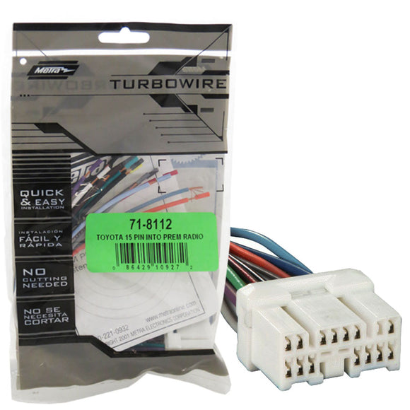 METRA 71-8112 REVERSE WIRING HARNESS FOR SELECT 1992-1999 TOYOTA/ LEXUS VEHICLES