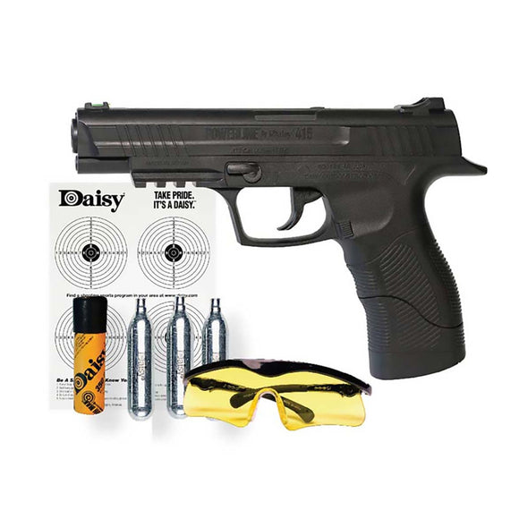 Daisy Powerline Model 415 .177 Cal Air Pistol Shooting Kit w/ CO2 BBs Shooting Glasses and Targets