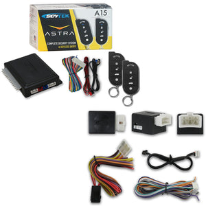 SCYTEK A15 CAR ALARM SYSTEM W/ KEYLESS ENTRY (NO HORN) + REMOTE START MODULE