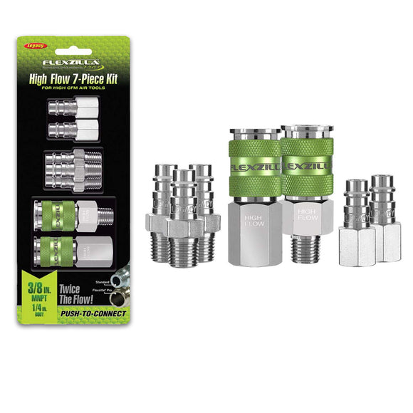 Flexzilla Pro High Flow 7 Piece Coupler & Plug Kit for High CFM Air Tools