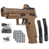 Sig Sauer M17 Semi Auto CO2 Blowback .177 Cal Pellet Air Pistol (Coyote Tan) w/ Sig Reflex Sight, 2 Pack Rotary Magazines, 500 Lead Pellets & 15ct. CO2 Cartridges