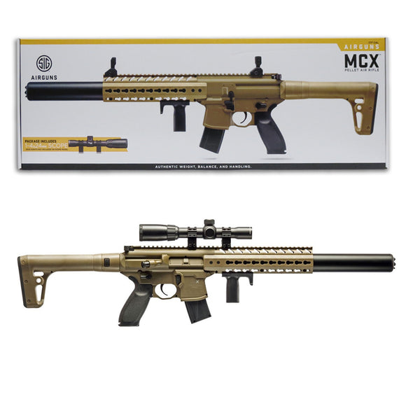 Sig Sauer MCX Air Rifle .177 Cal CO2 Powered with 1-4x24mm Scope - Flat Dark Earth