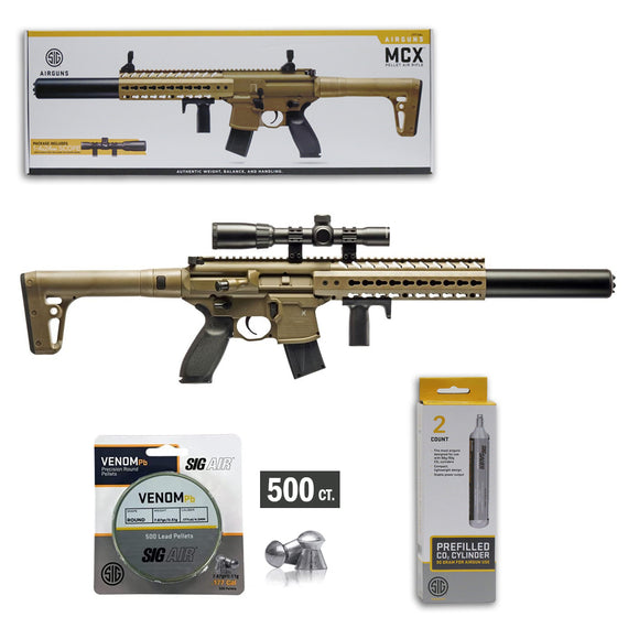 SIG SAUER MCX .177 CAL CO2 POWERED AIR RIFLE W/ SCOPE BUNDLE (FLAT DARK EARTH)