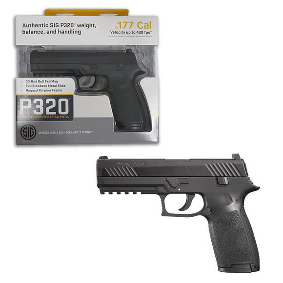 Sig Sauer P320 .177 Cal CO2 Powered Blowback Semi Auto Pellet Air Pistol (Black / Coyote Tan)