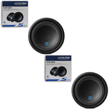 2 x Alpine S-W10D4 10" Dual 4 Ohm Voice Coils Car Subwoofer