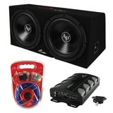 Audiopipe Car Package Dual 12" Subwoofer Enclosure + 2 Channel Amplifier + Amp Kit | APSB-1250CL