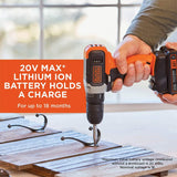 Black+Decker 20V Max* Cordless Drill w/ 28-Piece Home Project Kit | BCKSB29C1