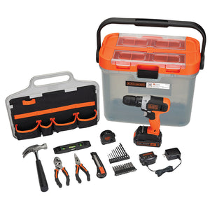 Black+Decker 20V Max* Cordless Drill w/ 28-Piece Home Project Kit | BCKSB29C1
