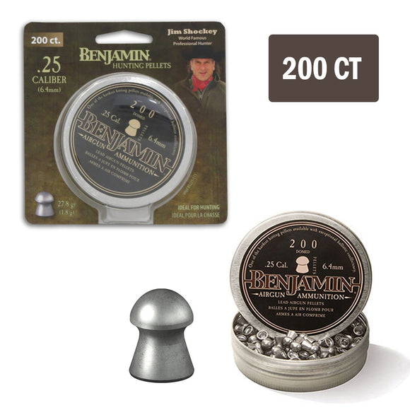 Benjamin Airgun Ammo Domed Pellet .25 Caliber Lead Hunting Pellets (200 Count)
