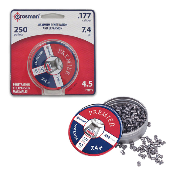 Crosman DS177 Destroyer Hunting Pellets Pointed Dished Rim .177 Cal - 250 Count